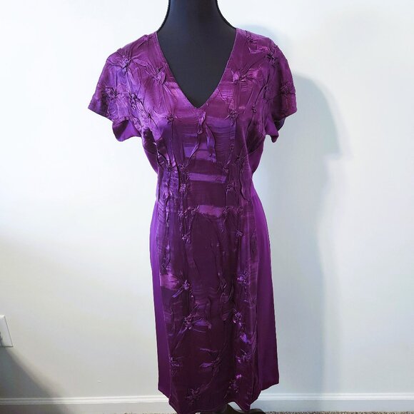 Prada Purple Textured Silk Midi Dress – Size 42 (US 6-8) - Picture 1 of 5